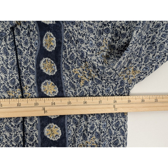 JOIE Almee Blue White Paisley Print Long Sleeve Short Dress Small Tassel Batik - Picture 6 of 8